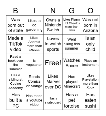 Someone who... Bingo Card