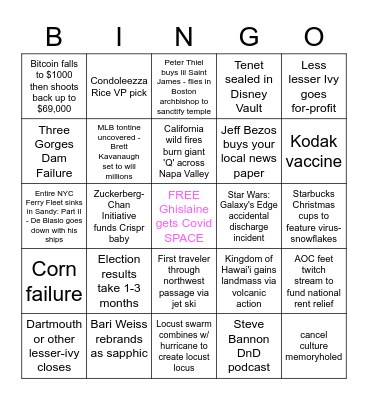 ~ 2020 Final Trimester Bingo ~ Bingo Card