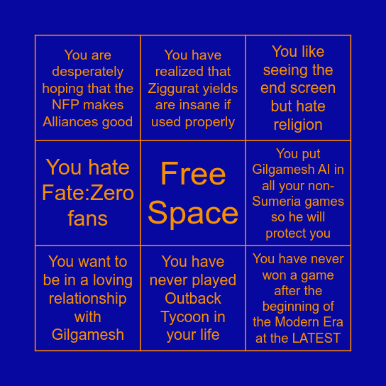 Sumeria Main Bingo Card