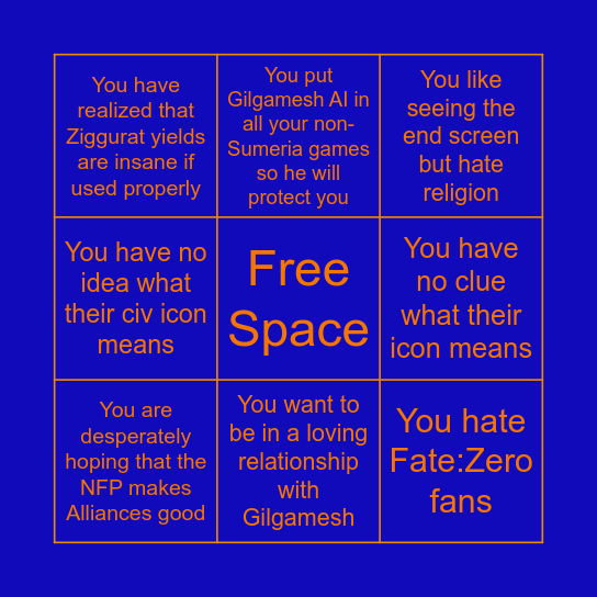 Sumeria Main Bingo Card