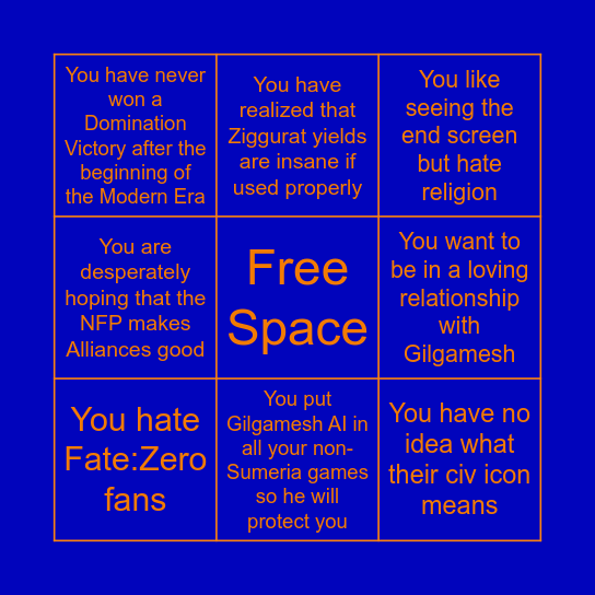 Sumeria Main Bingo Card