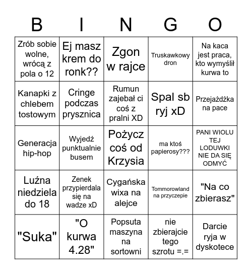 Truskawkowe bingo Card