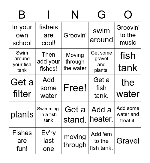 Fishy Fishy Bingo Card