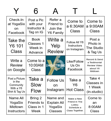 Y6 Midtown August Bingo Challenge! Bingo Card