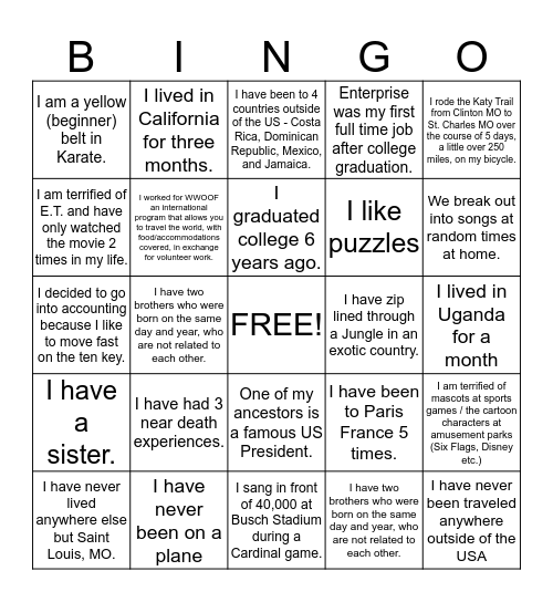 TEAM PONDER Bingo Card