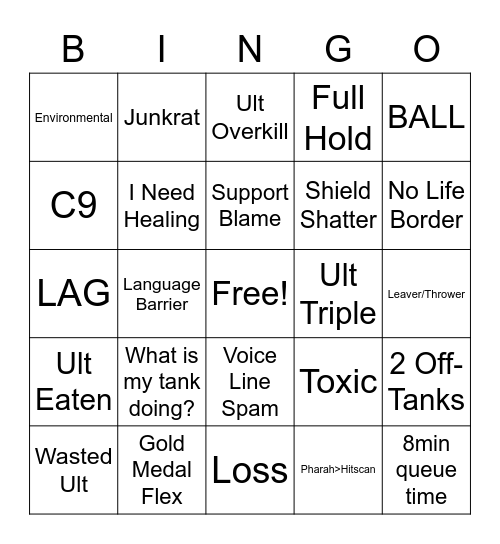 Zavier Bingo Card