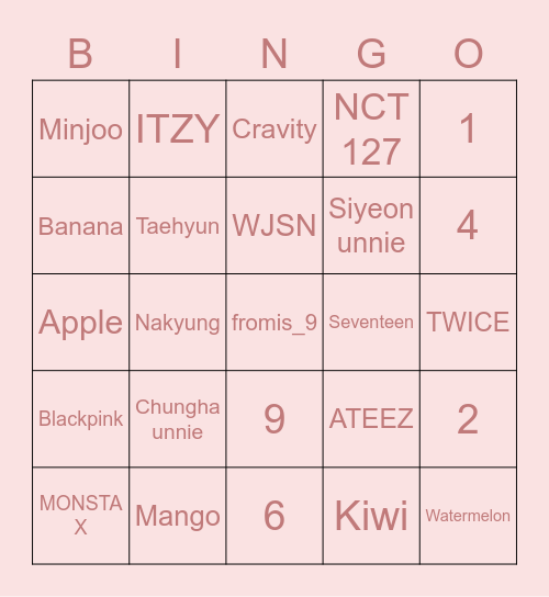with flawle 🌸 Bingo Card