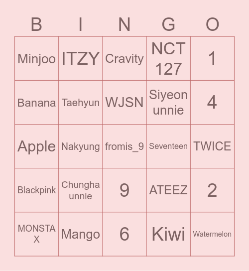 with flawle 🌸 Bingo Card