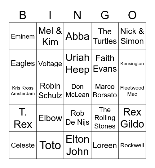 MUZIEK BINGO Card