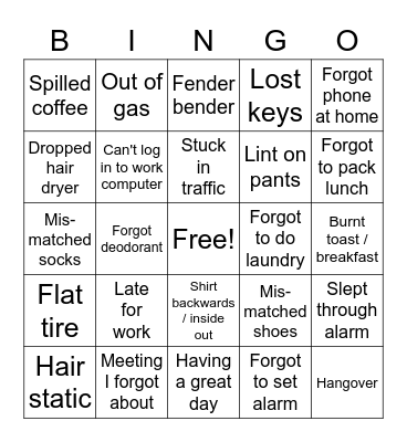 Monday Bingo Card