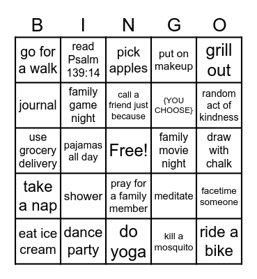 MOPS Bingo - September Bingo Card