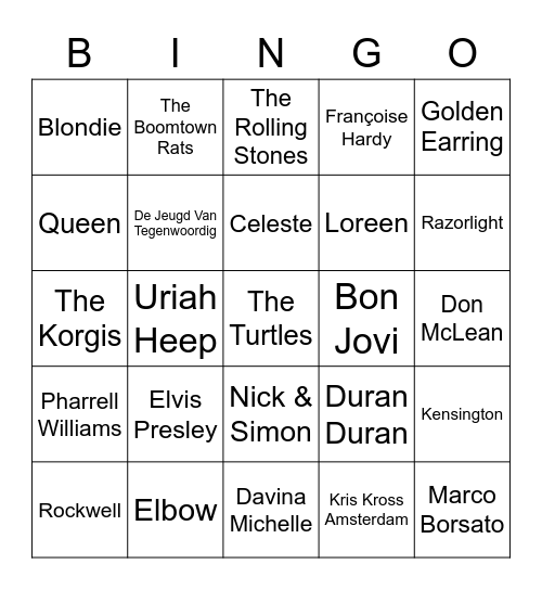 MUZIEK BINGO Card