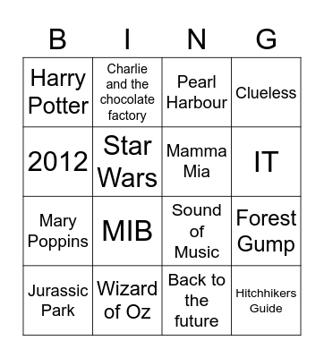 Mixed Films Bingo Card