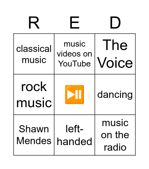 🔁 T2 Music Bingo 🔀 Bingo Card