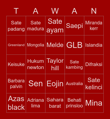 🦋 bingo TT 🦋 Bingo Card