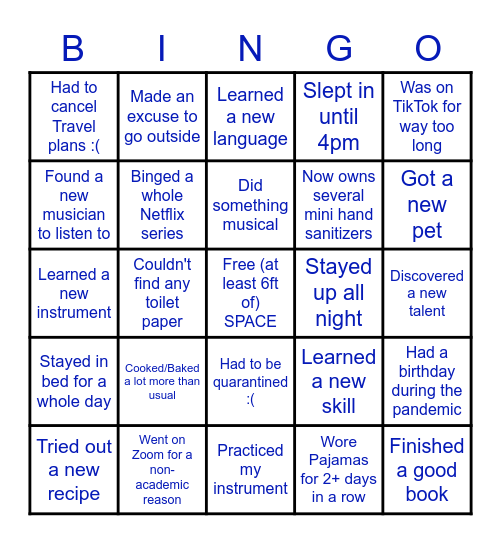 Let's play QUARANTINGO! Bingo Card