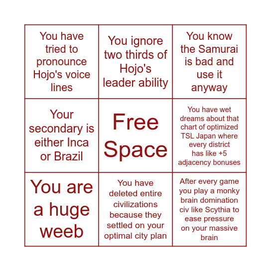 Japan Main Bingo Card