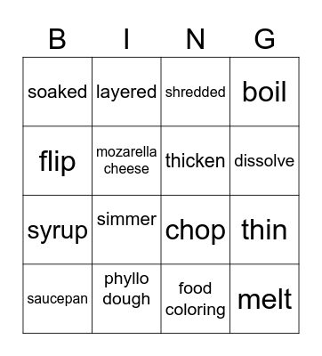 Cooking Knafeh Bingo Card