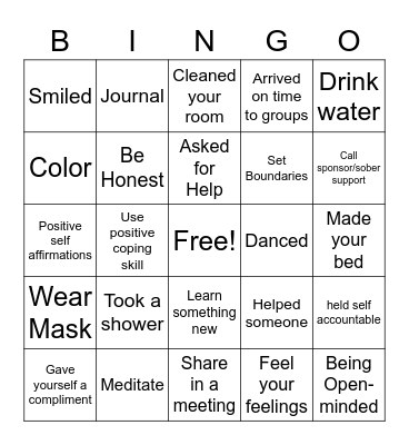 Self-Care Bingo Card