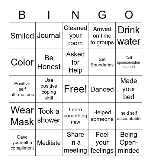 Self-Care Bingo Card