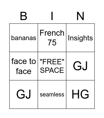 Training Team Meeting BINGO Card