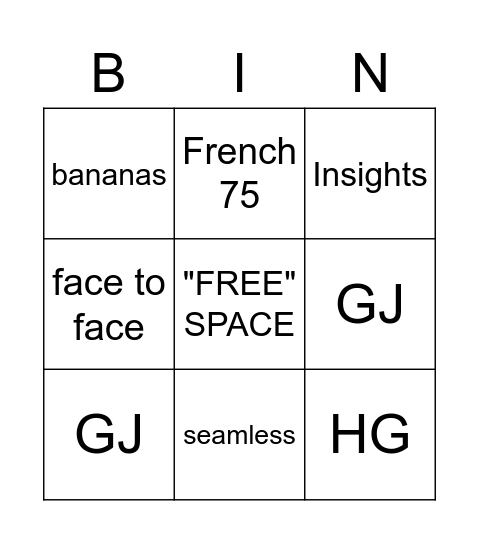 Training Team Meeting BINGO Card