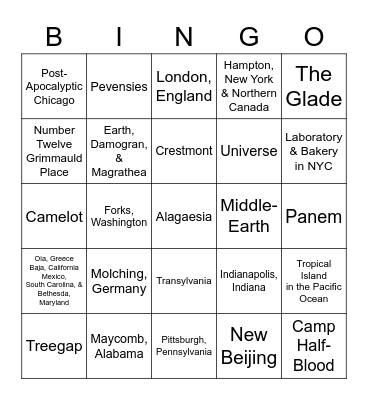 Tweens & Teens Books Bingo Card