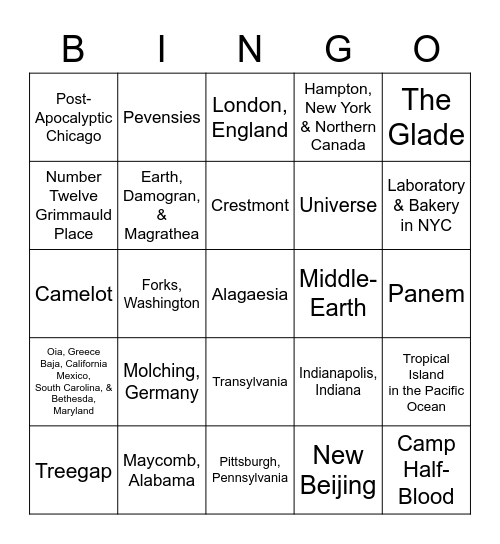 Tweens & Teens Books Bingo Card