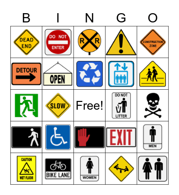 Community Safety Signs BINGO! Bingo Card