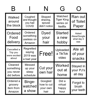 National Operations Work At Home Bingo Card