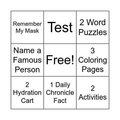I Got It! Bingo Card