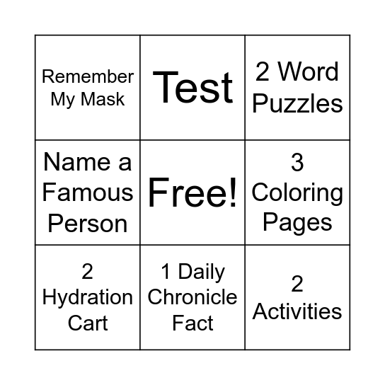 I Got It! Bingo Card