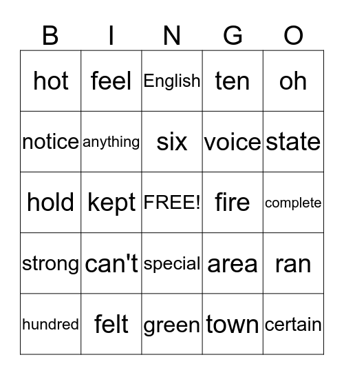 Sight Word List K Bingo Card