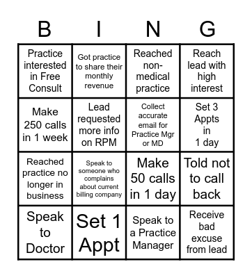 Appointment Setting Bingo Card