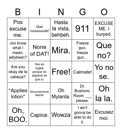 Ameli-Bingo Card