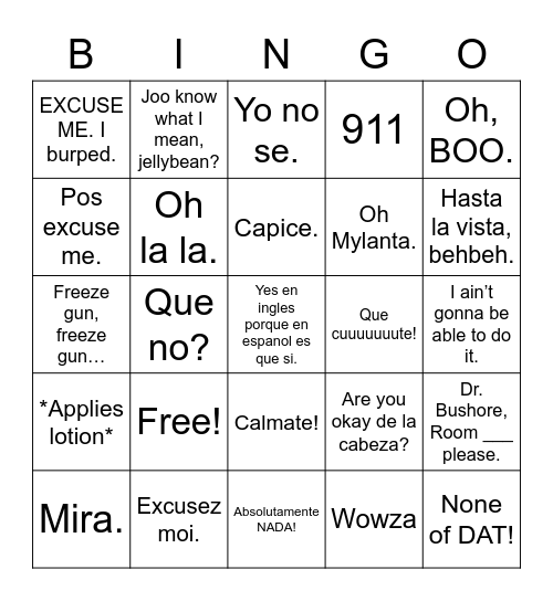 Ameli-Bingo Card