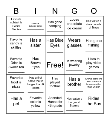 Get To Know You Bingo Card