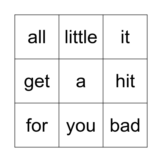 sight words bingo - level 1 Bingo Card
