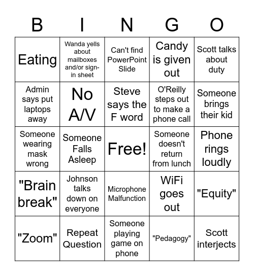 PD Bingo Card