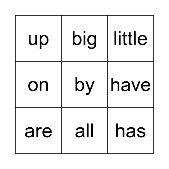 sight words bingo - level 1 Bingo Card