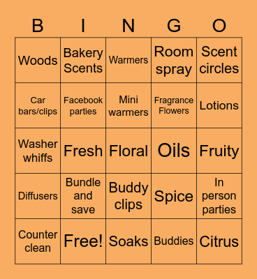Scentsy BINGO! Bingo Card