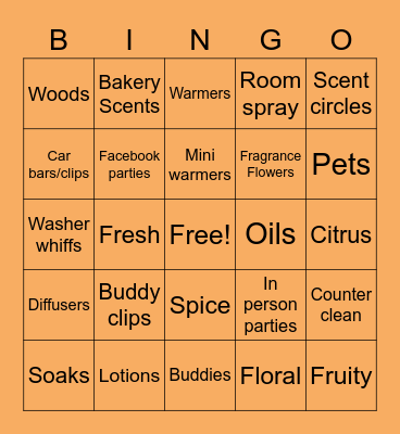 Scentsy BINGO! Bingo Card