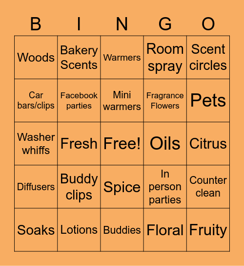Scentsy BINGO! Bingo Card