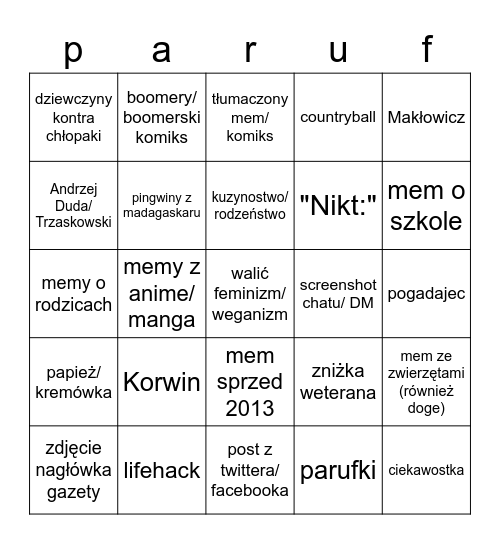 memy jeja pl v2.1 Bingo Card