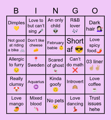 Oreo Niceu Bingo Card