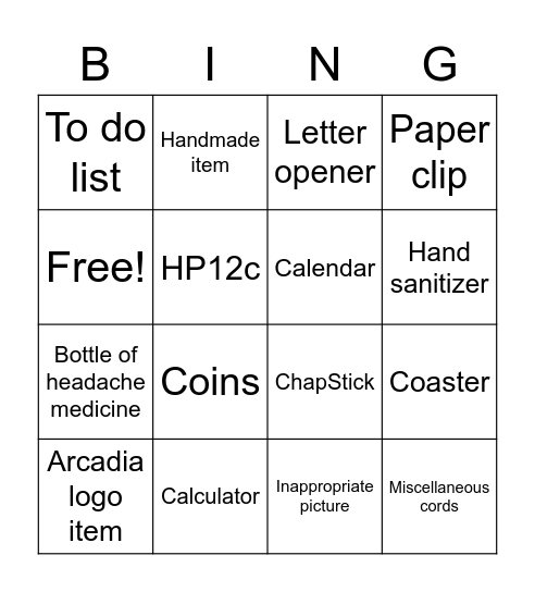 Ops Happy "Hour" Bingo Card