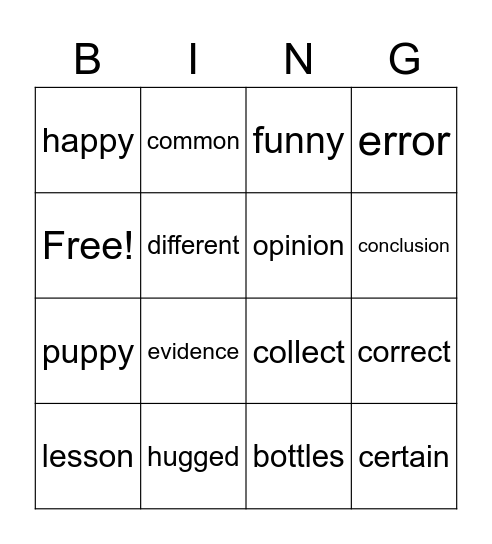 WEEK 3 SPELLING LIST Bingo Card