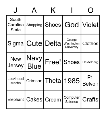 It's Jaki's Birthday Bingo Card