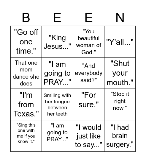 Queen Beengo Bingo Card