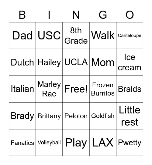 O Fam Bingo Card
